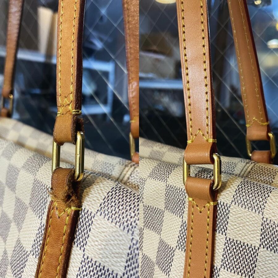修理例：LV ダミエの持ち手（ハンドル）交換
