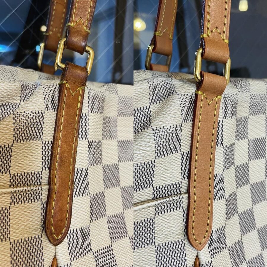 修理例：LV ダミエの持ち手（ハンドル）交換
